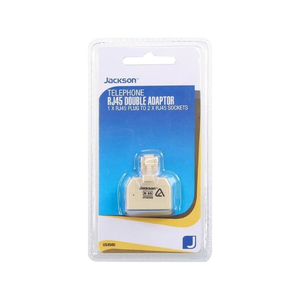 Jackson RJ45 Double Adaptor 8P8C - 2 Pack - 80mm x 150mm - Beige