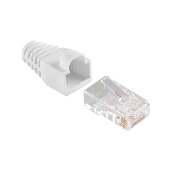 Antsig Cat6 RJ45 8P8C Plug with Boots 10 Pack - 10mm x 7mm x 20mm - White