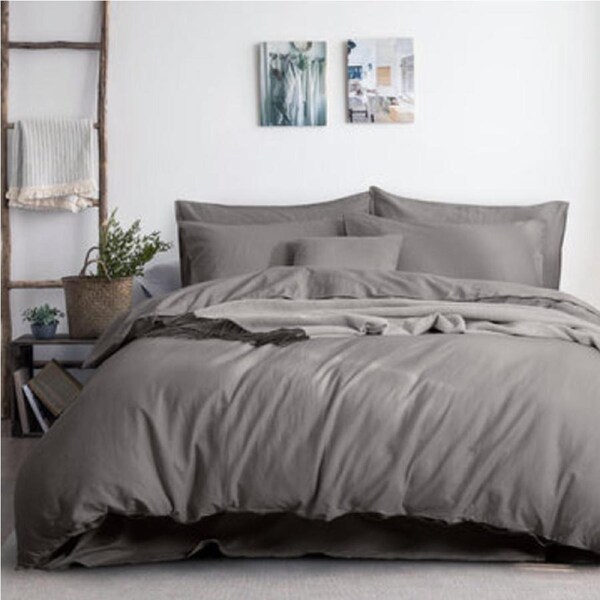 Luxurious Linen Cotton Quilt Cover Set King Grey - Soft, Breathable, Year-Round Comfort