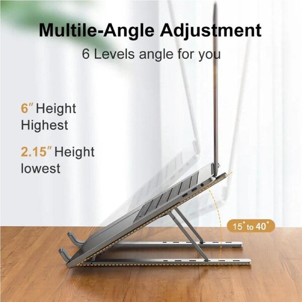 NNEOBA Portable Aluminum Laptop Stand - Adjustable Height, Lightweight, Silver
