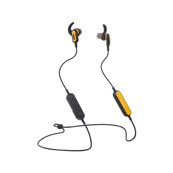 Dewalt Jobsite Wireless Bluetooth Earphones - 20 Hours Talk Time - IPX6 Water-Resistant