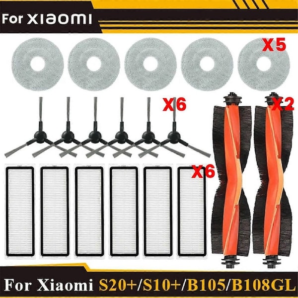 For Robot Vacuum S20+ / S10 Plus / B108GL / B105 / B108CN B113CN Parts Accessories Filter Main Side Brush Mops