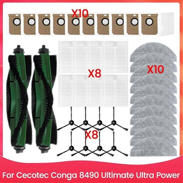 For 8490 Ultimate Ultra Power Spare Parts Main Side Brush HEPA Filter Mop Cloth Dust Bag,A