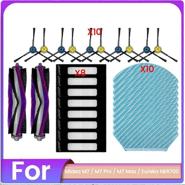 For Midea M7 / M7 Pro / M7 Max / Eureka NER700 Vacuum Cleaner Replacement Part Main Side Brush Filter Mop Cloth Kit