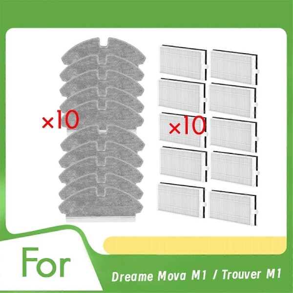 20 Pcs Filter and Cloth for M1 / Trouver M1 Sweeping Robot Cleaner Parts Replacement