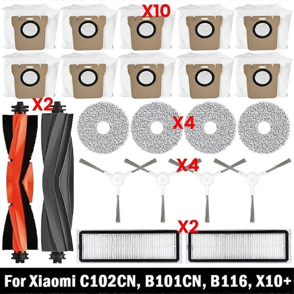 For Omni 2 C102CN, B101CN, B116CN, X10+ Spare Parts Accessories Main Side Brush Hepa Filters Mop Dust Bags
