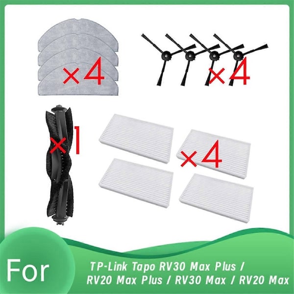 For RV20 Max Plus / TP-Link Tapo RV30 Max Plus / RV30 Max / RV20 Max Robot Vacuum Main Side Brush Mop Filter