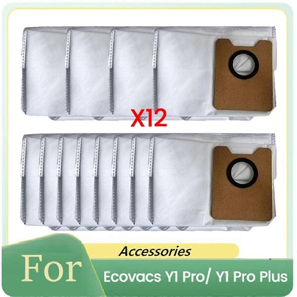 Dust Bags for Ecovacs Y1 Pro/ Y1 Pro Plus Vacuum Cleaner Parts Replacement Non-Woven Dust Bag Garbage Bag 12PCS