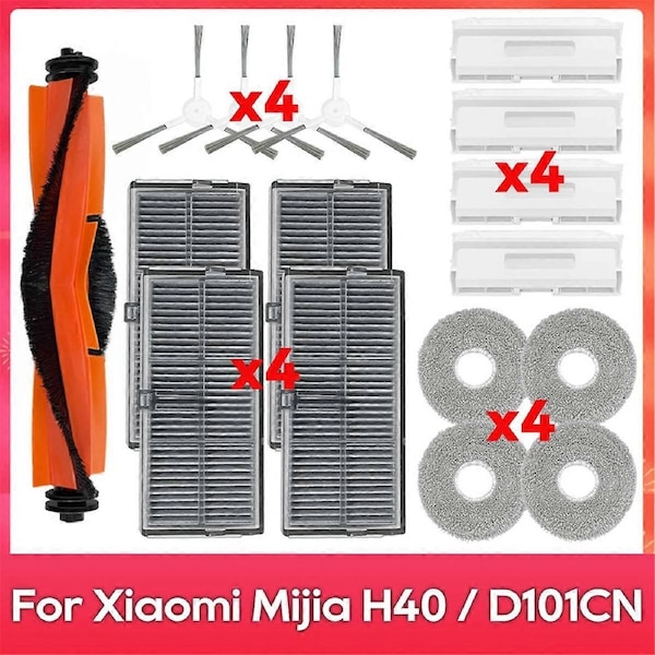 For H40 / D101CN Replacement Parts Accessories Main Side Brush Hepa Filter Mop Cloth Dust Bags