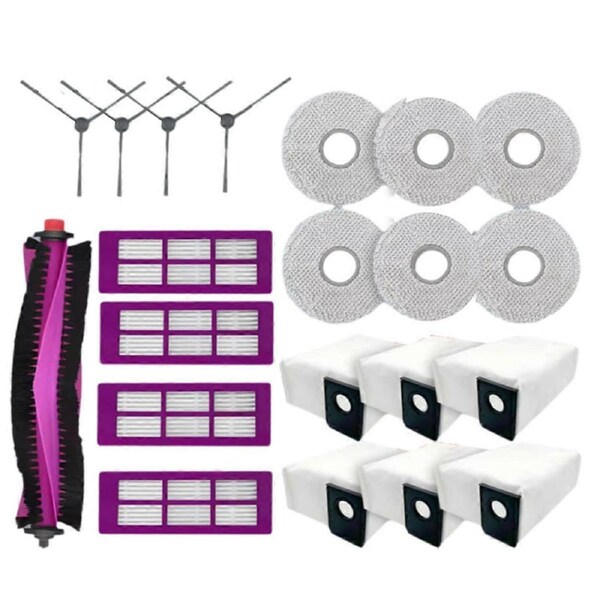 21 Pcs Spare Parts for J15 Pro Ultra Robot Vacuum Cleaner Roller Brush, Side Brushes, Mop Cloths, Dust Bags