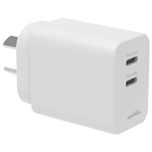 Antsig 20W ABS Dual USB-C Wall Charger APWC20WC