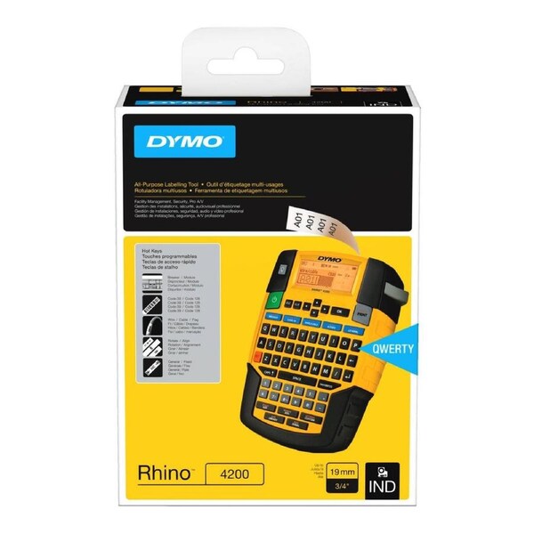 Dymo Rhino 4200 Industrial Label Maker - QWERTY - Black - Durable Design