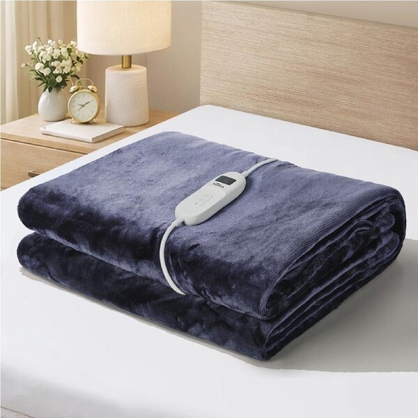 Bedra Electric Throw Rug Washable Heated Blanket Flannel Winter Warm Purple