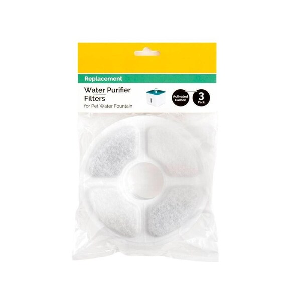 Pet Zone Replacement Filters - 3L Automatic Pet Water Fountain - 3 Pack - Activated Carbon & Ion Exchange Resin
