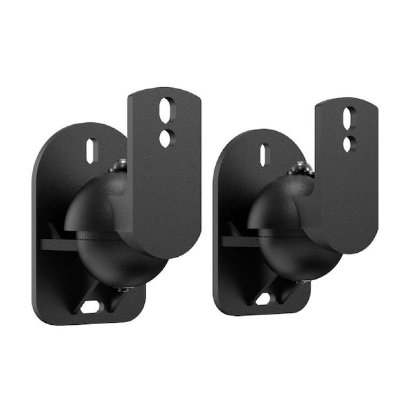 Practa Speaker Bracket PRSM2 2 Pack Black Nylon, Adjustable Tilt and Swivel Wall Mount