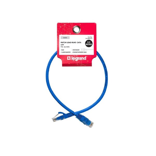 Legrand 0.5m Blue Cat6 RJ45 UTP Patch Lead PLC6BU-0.5