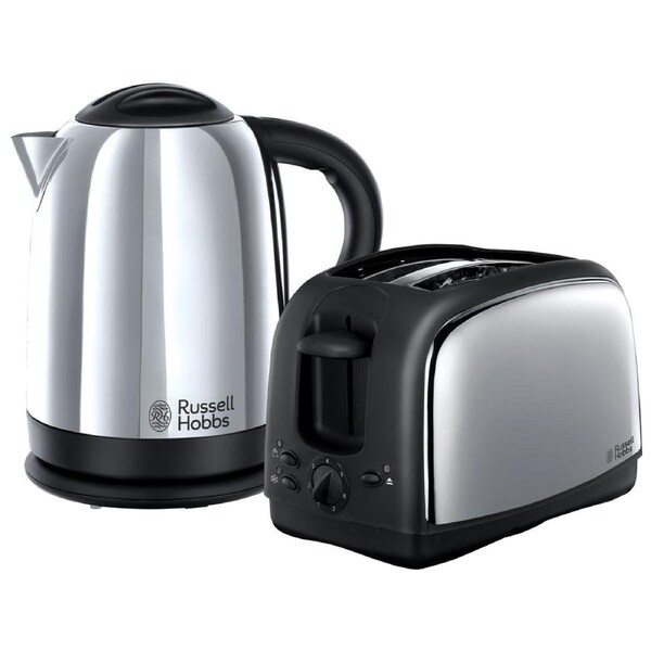 Russell Hobbs Lincoln Toaster Kettle Breakfast Pack - 2 Slice Toaster & 1.7L Kettle - Polished Stainless Steel