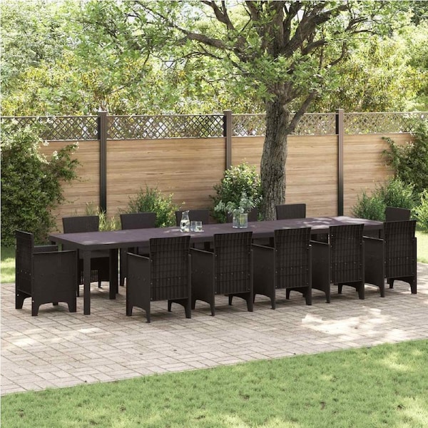 Garden Table Brown 400 x 100 x 73 cm Poly Rattan vidaXL