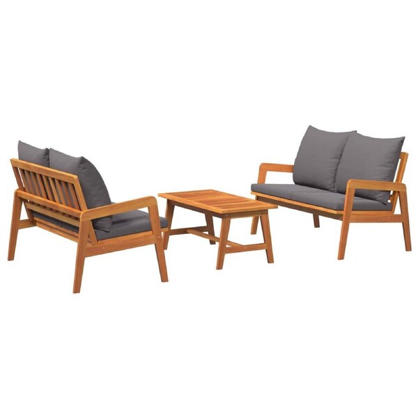 Bistro Set with Cushion 3 pcs Brown Solid Acacia Wood vidaXL