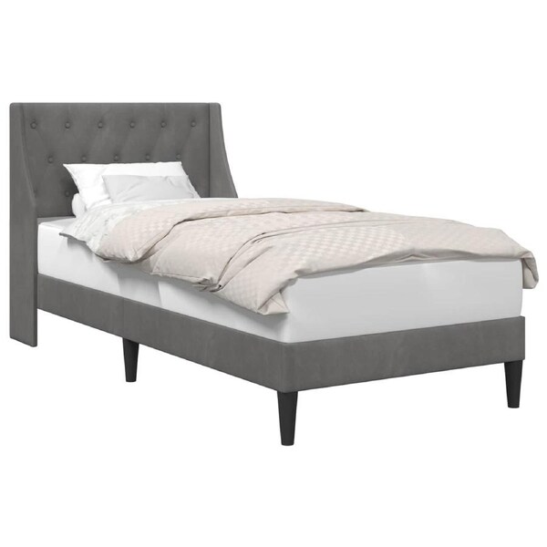 Bed Frame with Headboard Dark Grey 90 x 190 cm Velvet vidaXL
