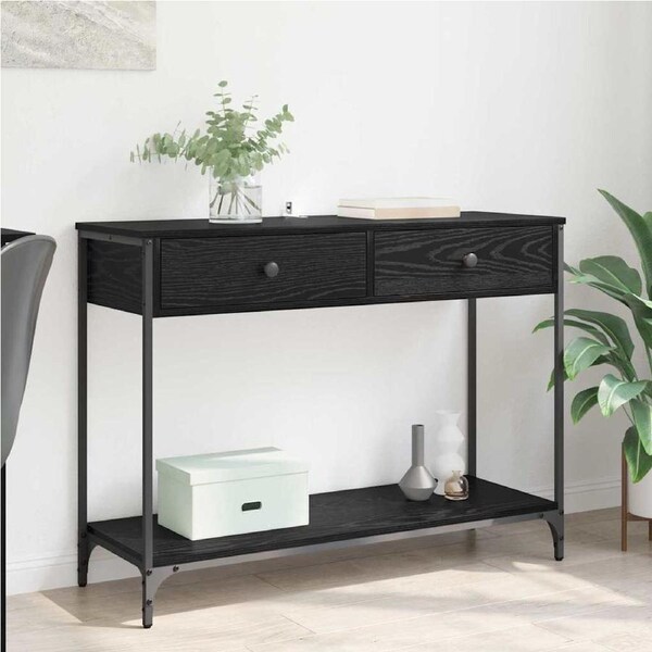 Console Table Black Oak 100 x 34,5 x 75 cm Engineered Wood vidaXL