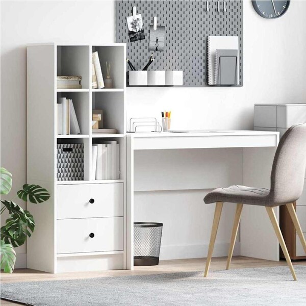 Desk with Drawer 2 pcs White vidaXL