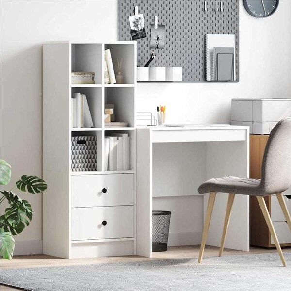 Desk with Drawer 2 pcs White vidaXL