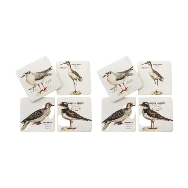 2x 4pc LVD Decorative Seabirds Resin Square Drink Coasters Decor 10x10x0.5cm