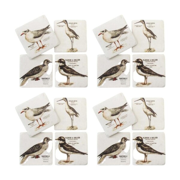 4x 4pc LVD Decorative Seabirds Resin Square Drink Coasters Home 10x10x0.5cm