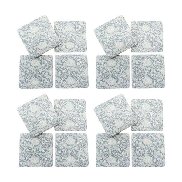 4x 4pc LVD Decorative William Morris Artichoke Resin Square Coasters 10x10x0.5cm