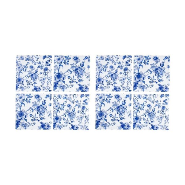 2x 4pc LVD Decorative Hamptons Ceramic Square Drink Coasters Home Decor 10x10cm