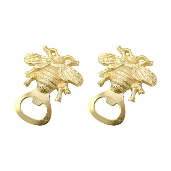 2PK LVD Bee Metal Drinkware/Barware Home Decor Bottle Opener Gold 10x9cm