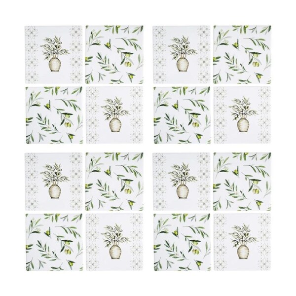 4x 4pc LVD Decorative Olives Ceramic Square Drink Coasters Home Decor 10x10cm