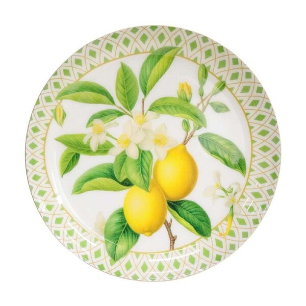 LVD Large Lemon And Brass Decorative Round Metal Bowl Home Decor 27x27x4cm