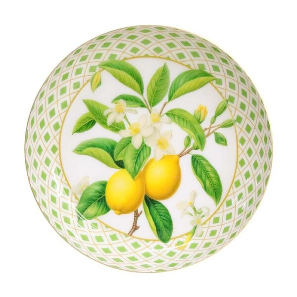 LVD Medium Lemon And Brass Decorative Round Metal Bowl Home Decor 21x21x3cm