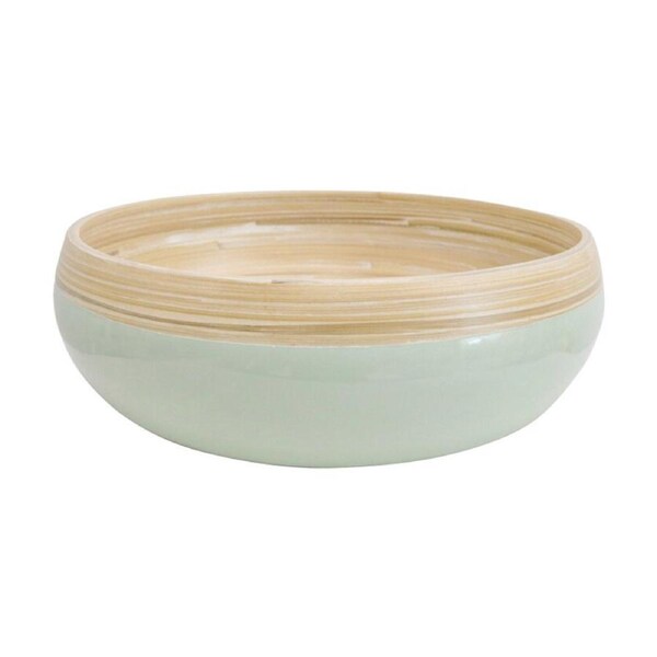 LVD Large Natural/Sage Round Bamboo Decorative/Serving Bowl 30x30x10cm