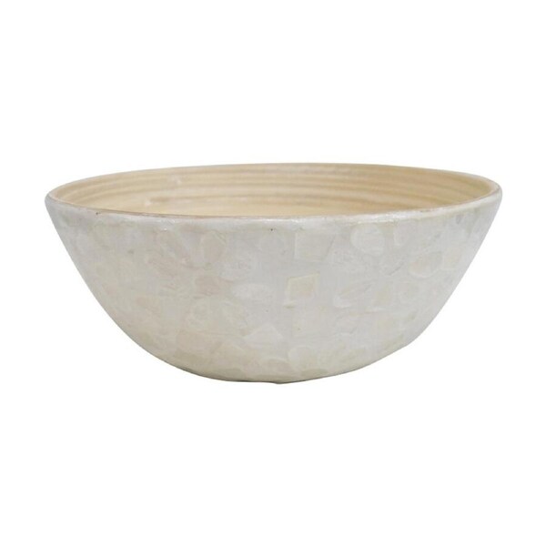 LVD Low Round Bamboo Capiz Shell Bowl Decorative/Salad 20x20x8cm