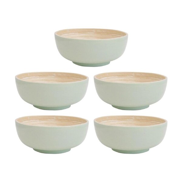 5PK LVD Small Sage Round Bamboo Bowl Decorative/Serving 15cm diameter