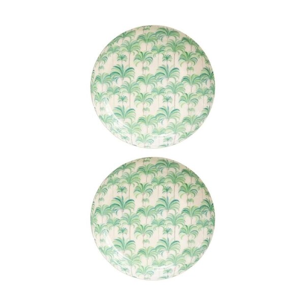 2PK LVD Palm Brass Decorative Round Metal Bowl Home Decor 27x27x4cm