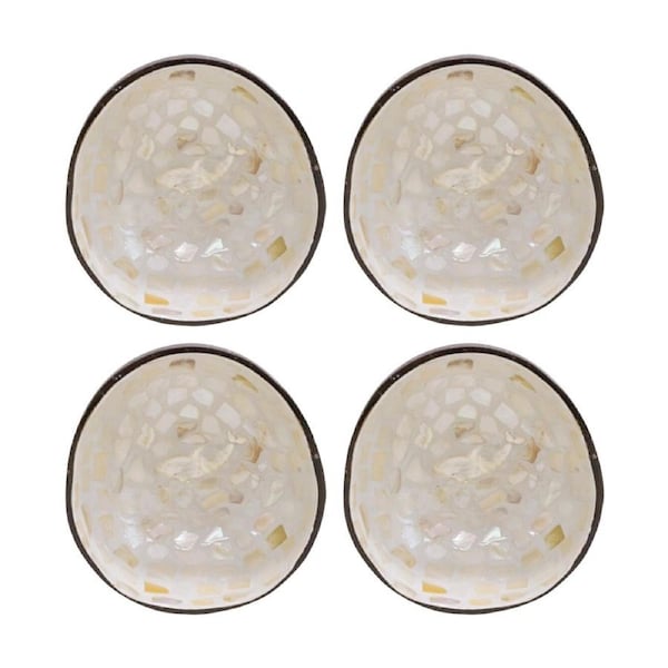 4PK LVD Whale Natural Round Coconut MOP Trinket/Jewellery Bowl 13x13x6cm