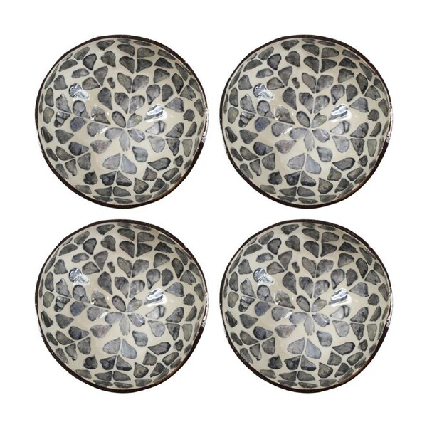 4PK LVD Flower Decorative Round Coconut Capiz Trinket/Jewellery Bowl 13x13x6cm