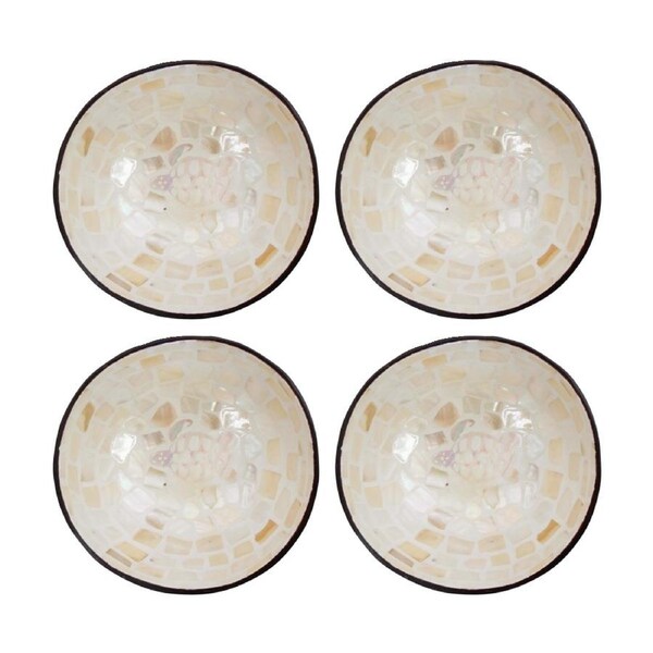 4PK LVD Turtle Decorative Round Coconut MOP Trinket/Jewellery Bowl 13x13x6cm
