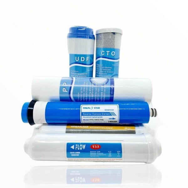 6 Stage Reverse Osmosis Replacement Filter Pack 10" Cartridges for Home System