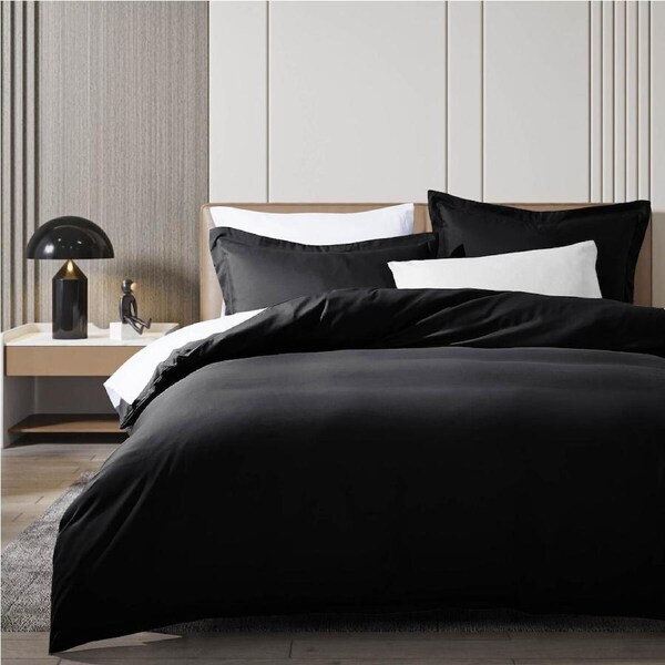 Luxton Pure Plain Quilt Cover Set Black King