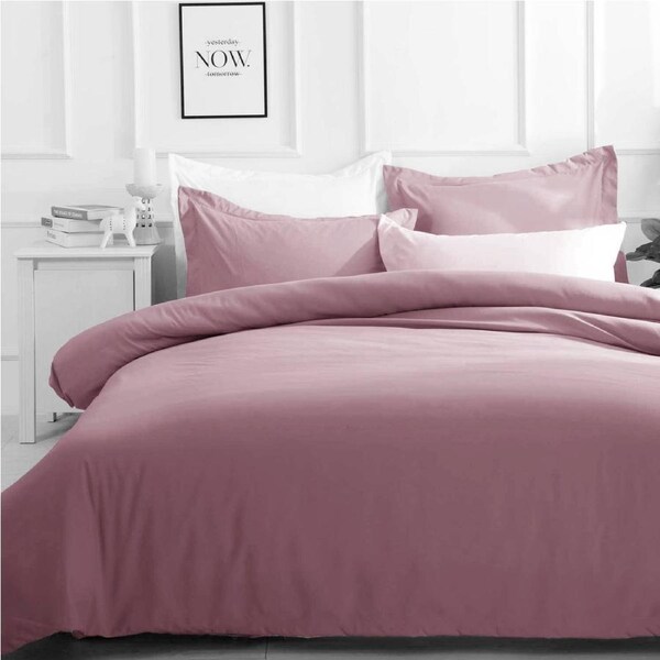 Luxton Pure Plain Quilt Cover Set Dusty Pink King