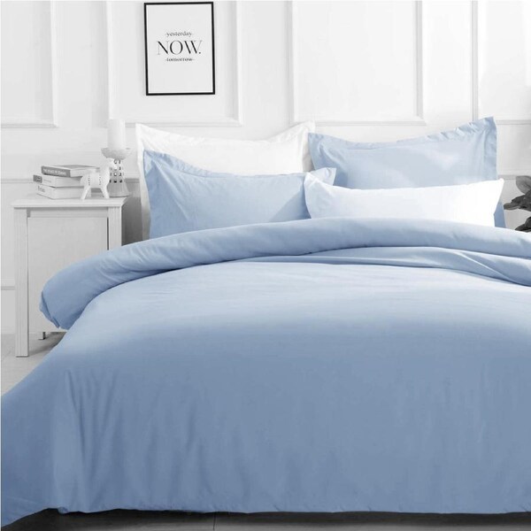 Luxton Pure Plain Quilt Cover Set Light Blue Queen