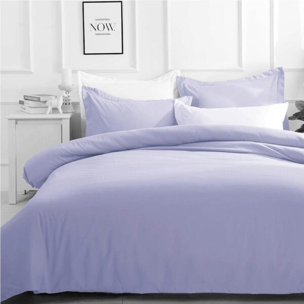 Luxton Pure Plain Quilt Cover Set Lilac Super King