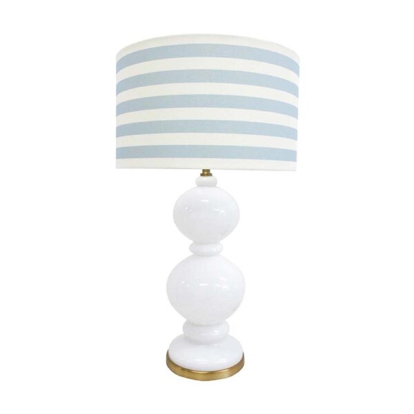 LVD Hamptons Extra Large Striped Drum Glass/ Iron Table Lamp 43x43x75cm