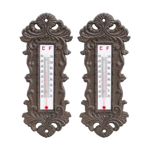 2PK LVD Classic Decorative Cast Iron Thermometer Home Decor 24.5x9.5x2cm
