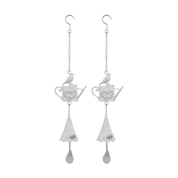 2PK LVD Rustic Decorative Iron Chime Home/Garden Decor White 64.50x14x8.50cm